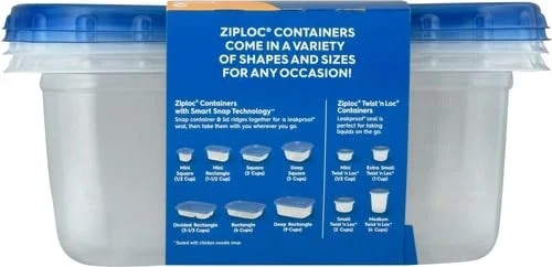 Ziploc 321874 Food Storage, 2 Count (Pack of 1) 2 Count, Clear
