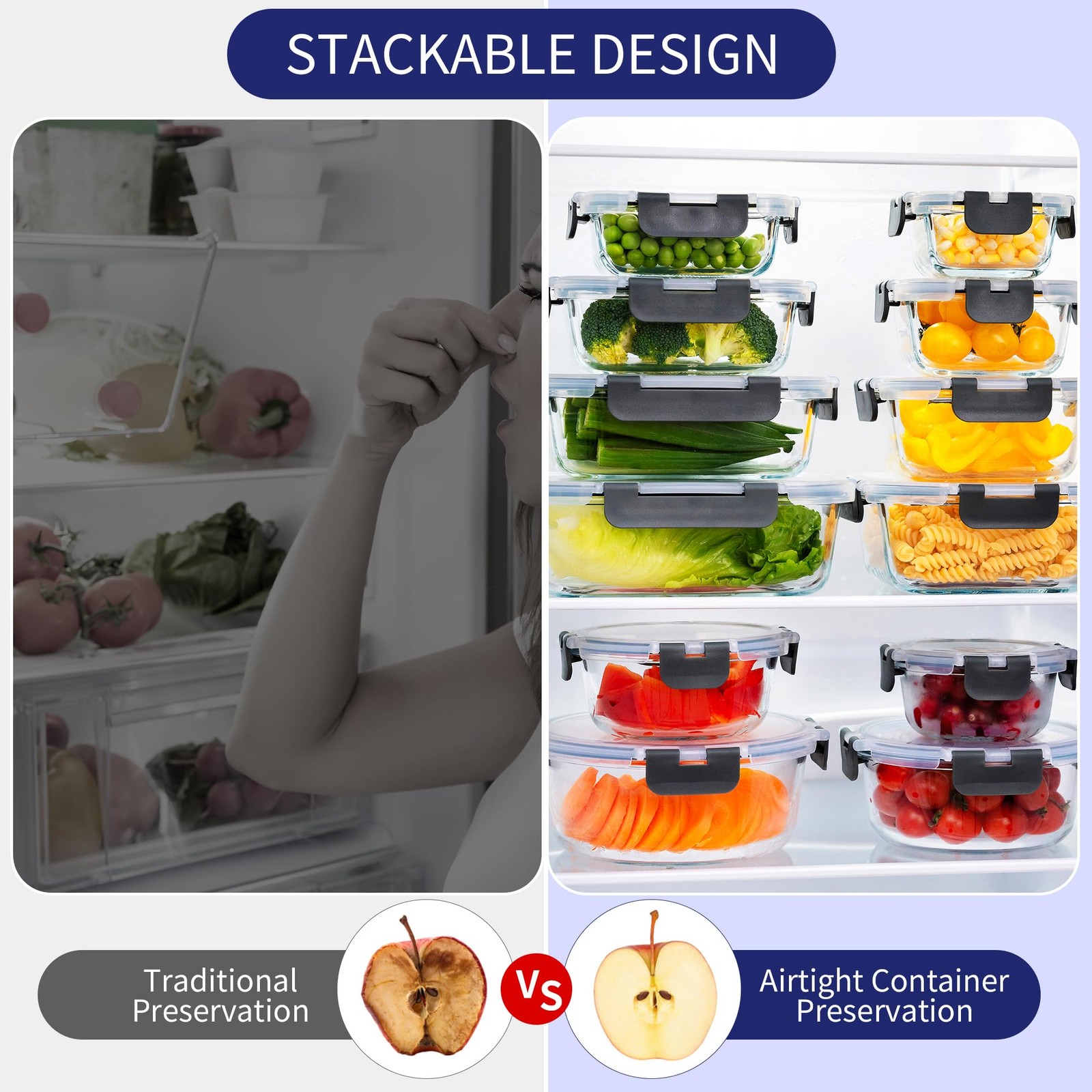 12-Pack Glass Storage Containers with Lids, Glass Meal Prep Containers Set, A…