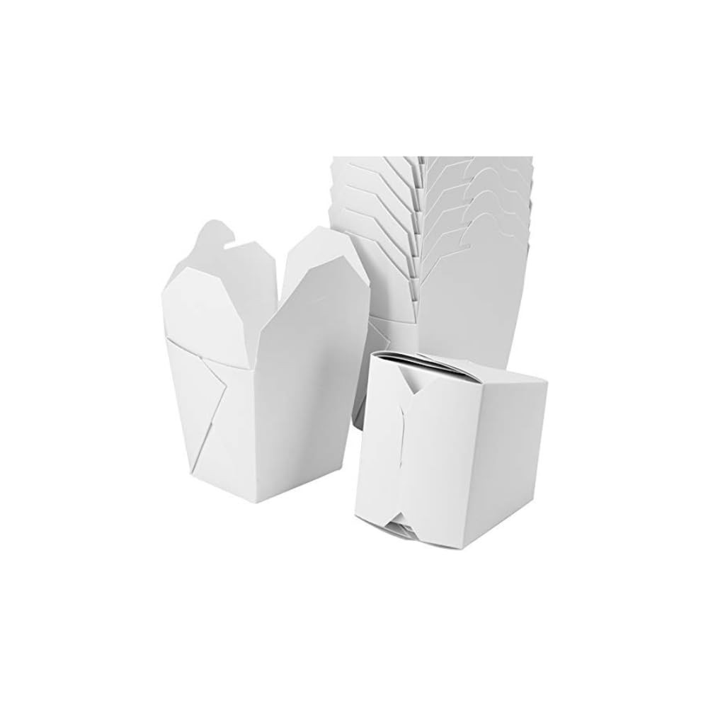 100% Recyclable 16oz White Chinese Take Out Boxes 50pk. Leakproof, Greaseproof T