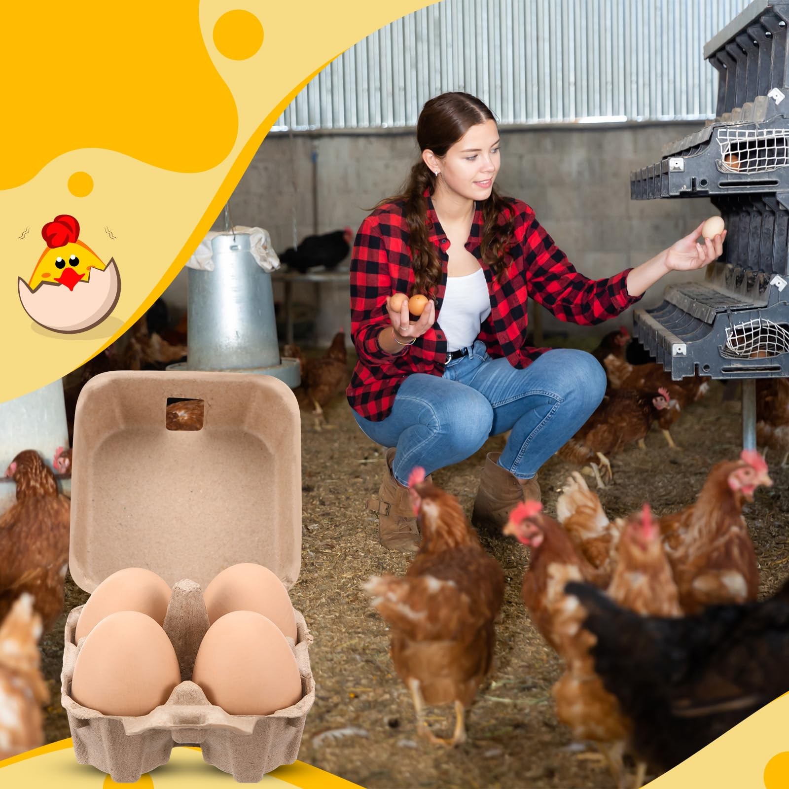 Natural 4 Count Egg Carton Pulp Paper Cardboard Farm Market Storage 12 PCS