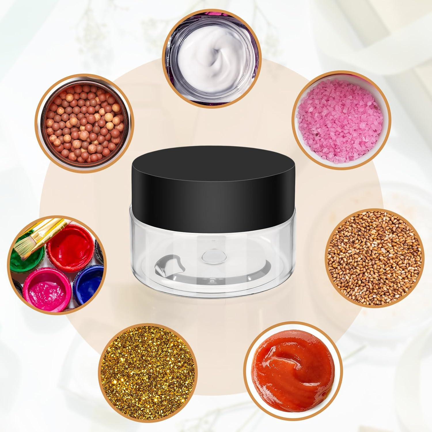 100 Pcs 1 Oz Plastic Containers with Lids, Clear round Leak Proof Cosmetic Ja…