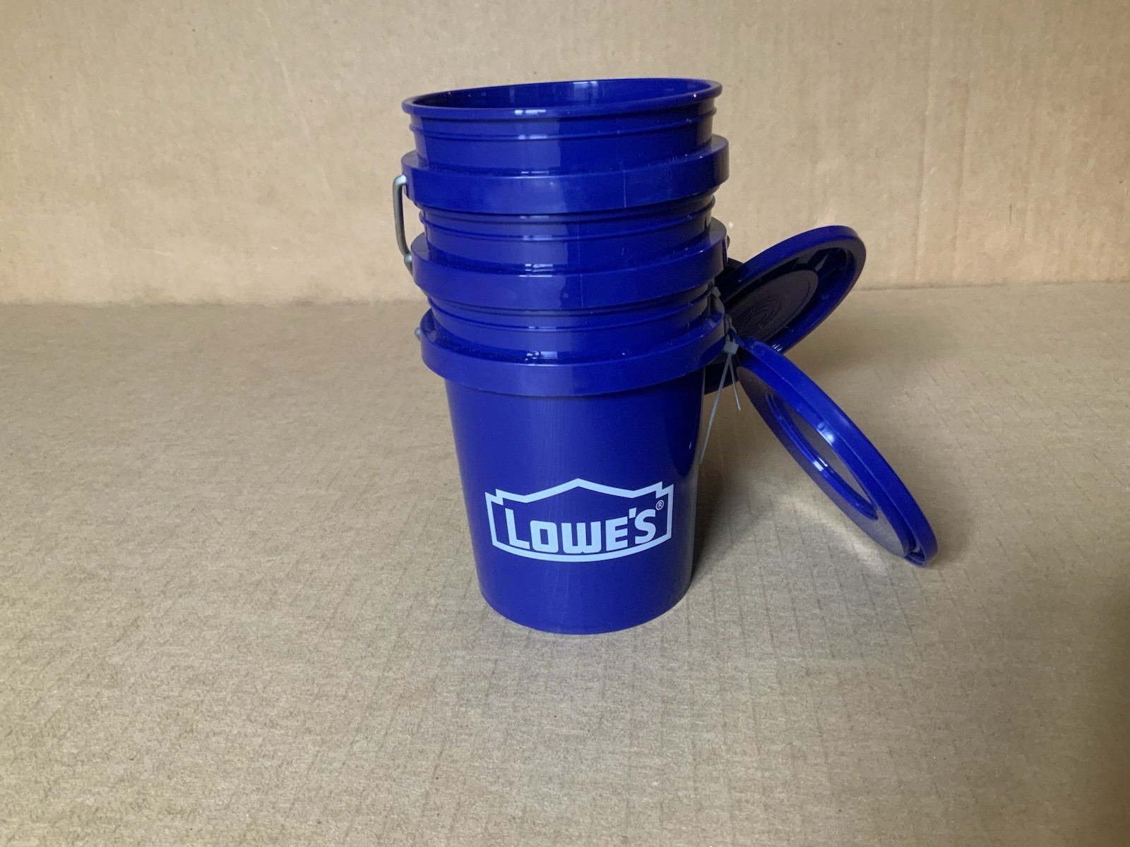 Lot Of 3 Lowe’s 0.42 Qt Mini Bucket with Lid-Blue- #6763129 Food Safe