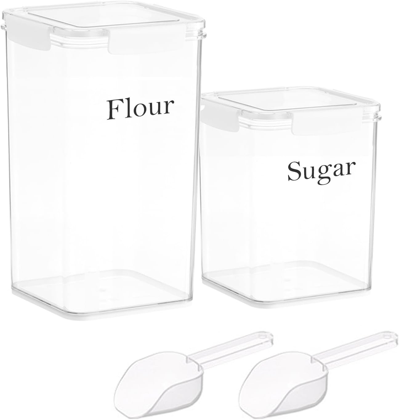 Set of 2 Large Food Storage Jars 6L&4L – Airtight Containers with Lids,Flour Sug