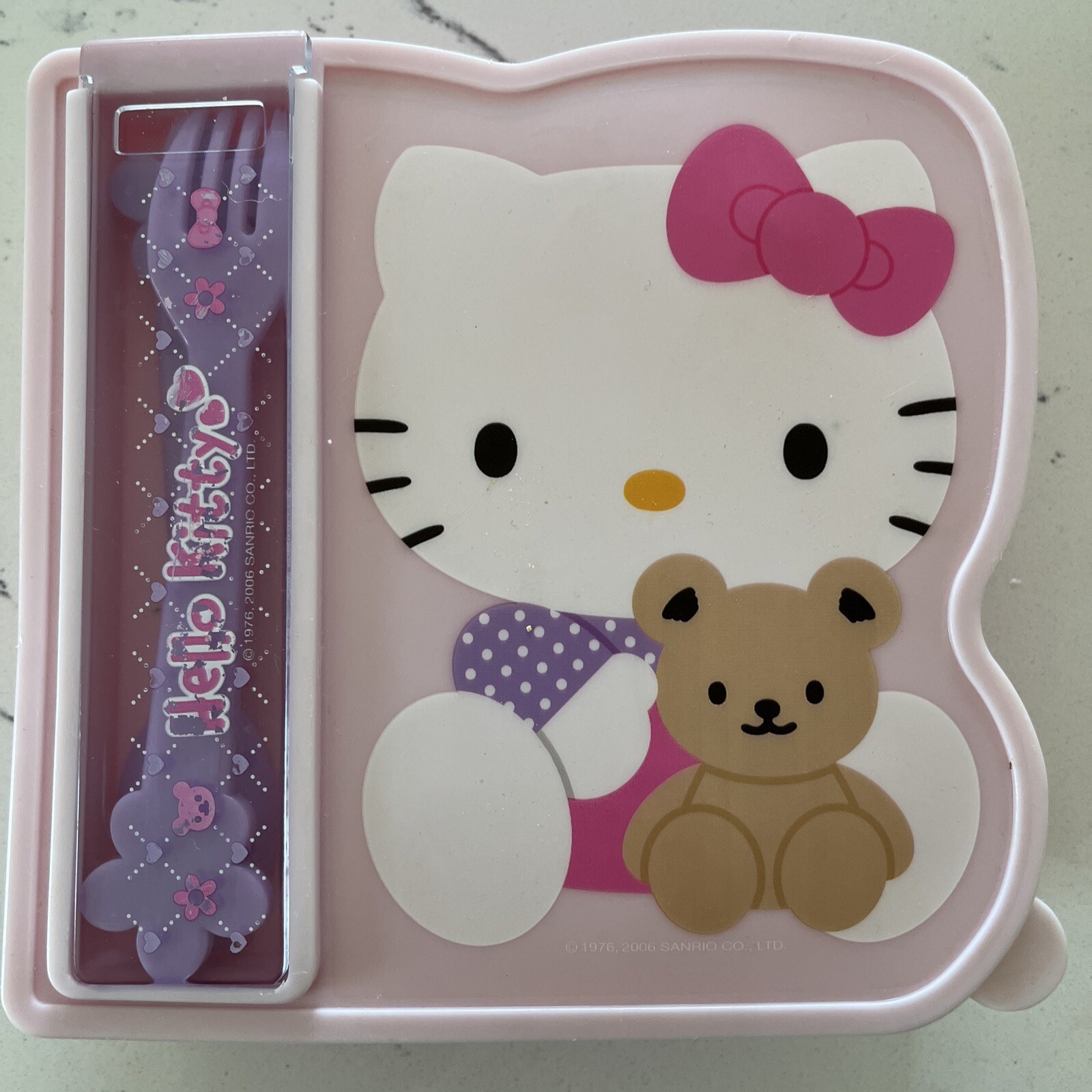 Hello Kitty Sanrio Plastic Container 2006 Sandwich with spoon and fork