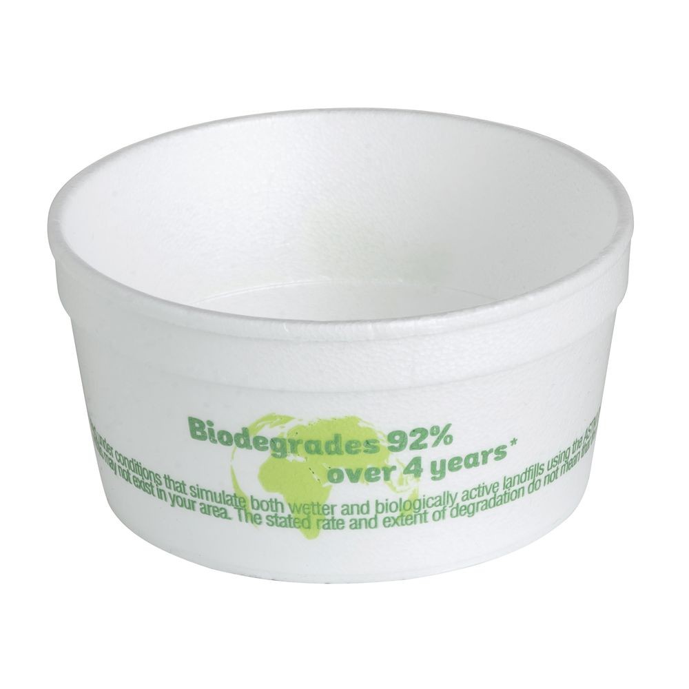 8 oz VIO Biodegradable Foam Hot Food Container – 3 7/8″Dia x 2″H