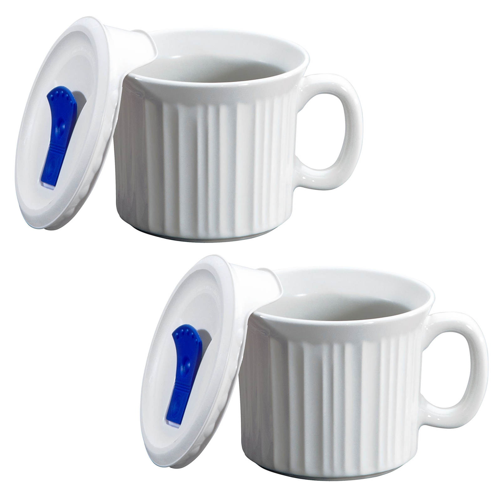 Corningware 20oz French White Meal Mug with Plastic Vented Lid (2-Pack)