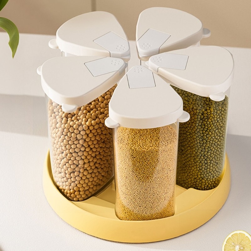 Clear Multiple Compartment Storage Bin With 360 Degree Rotation Mechanism
