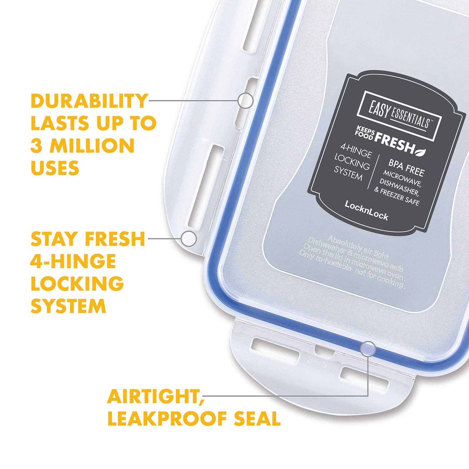 LOCK & LOCK Easy Essentials Airtight Rectangular Tall Food Storage Container …