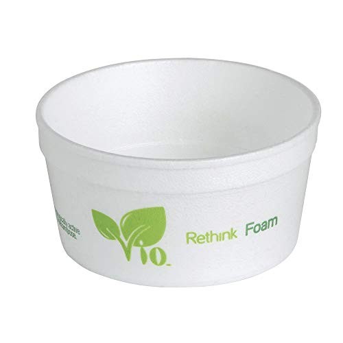 8 oz VIO Biodegradable Foam Hot Food Container – 3 7/8″Dia x 2″H