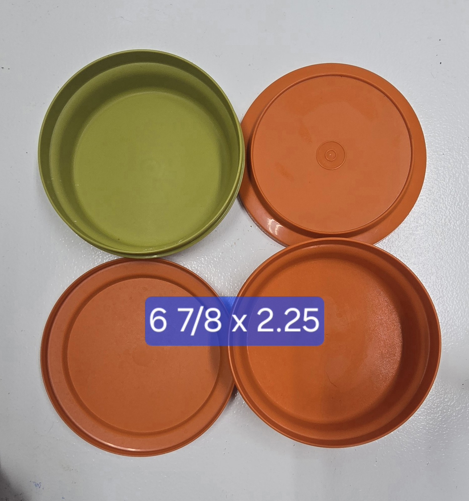 Vintage Tupperware Wonderlier Bowls Set of 2 Green Orange Round Food Storage