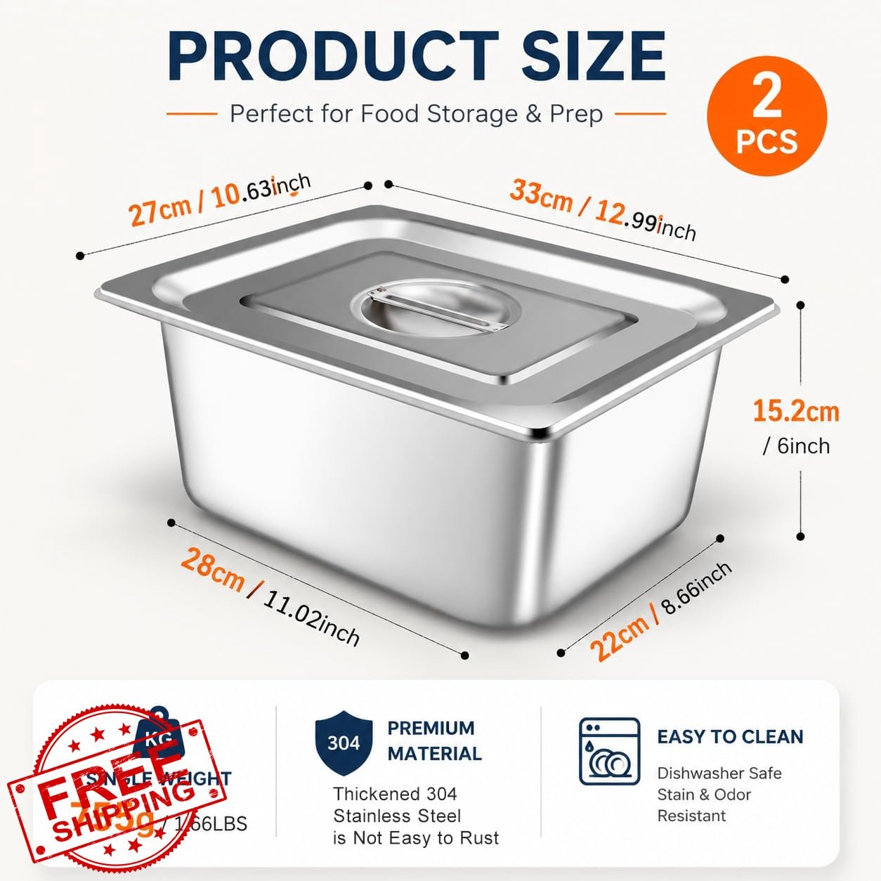 tchrules Hotel Pan Lids 1/2 Size x 6 Inch Deep SS