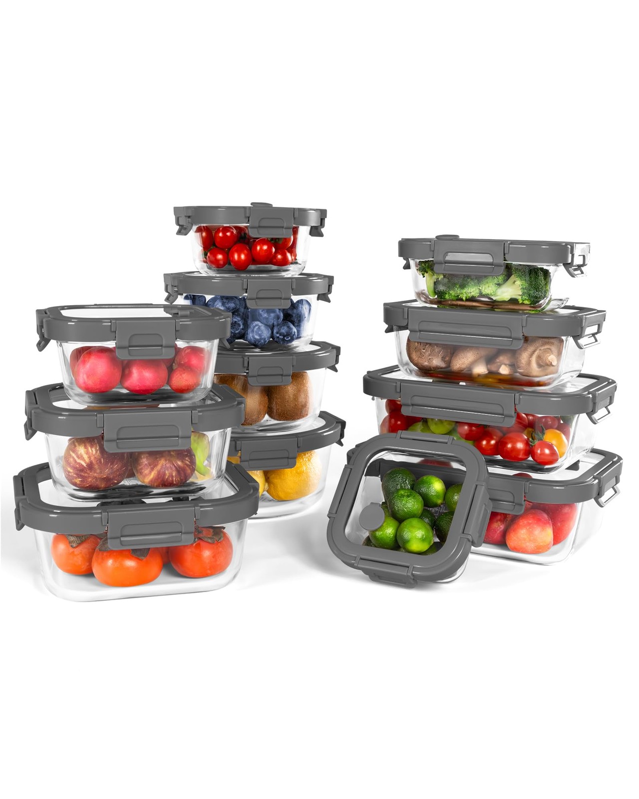 BOROHOUSE 12Pack Glass Containers with Tempered Lids – Borosilicate, OvenSafe…