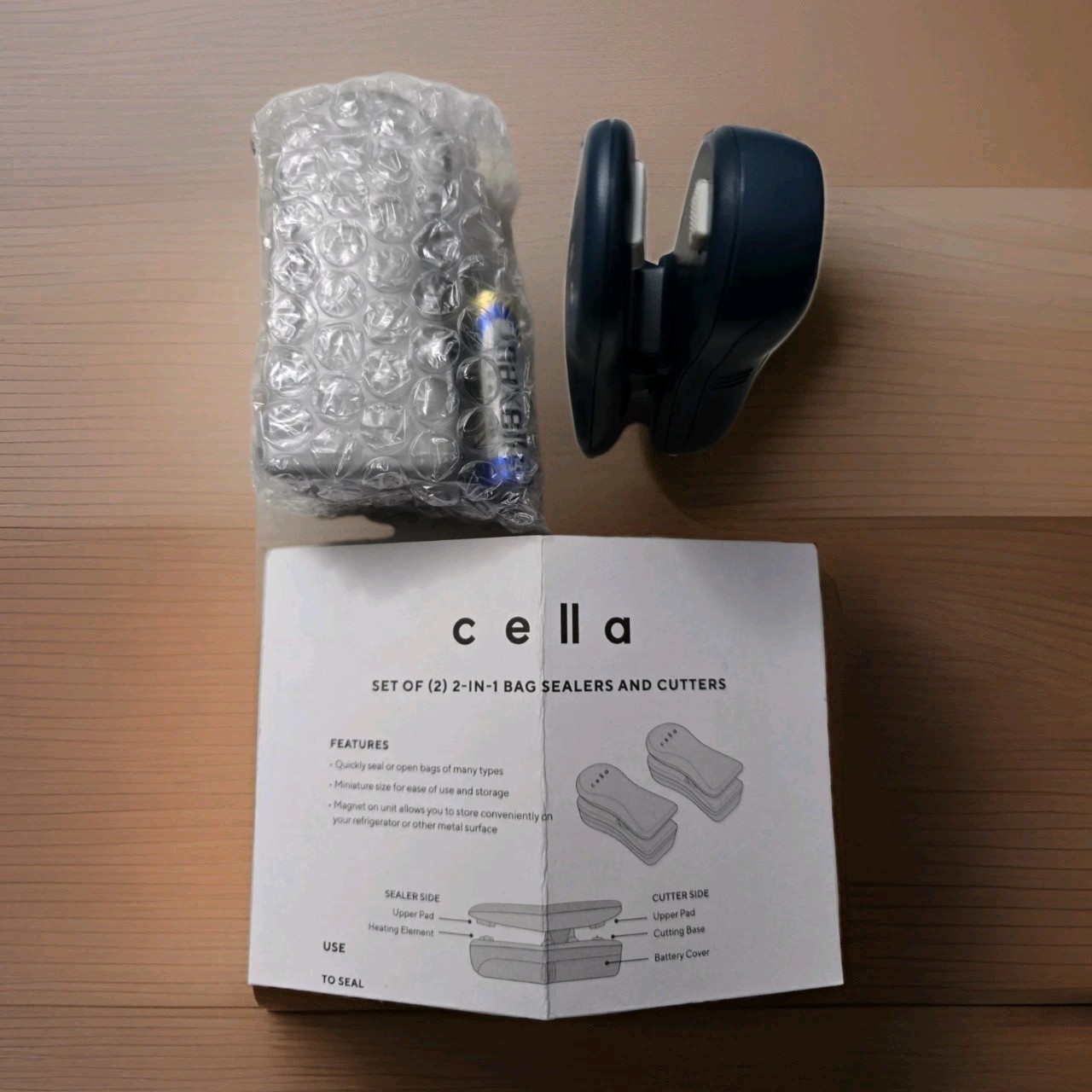 New 2-in-1 Bag Sealers & Cutters Cella Set of (2) Batteries Included