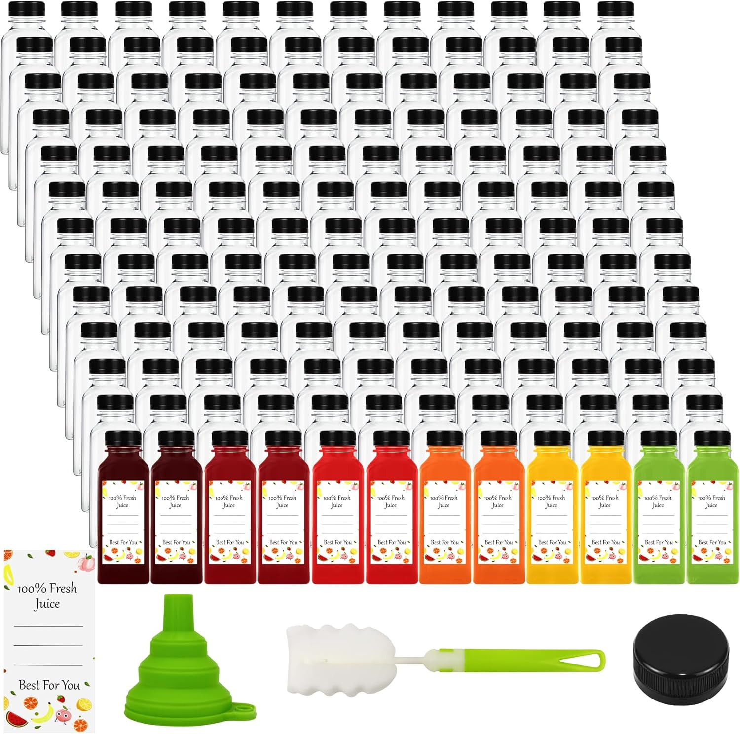 144Pcs 12 Oz Plastic Bottles with Lids, Plastic Bottles with Caps, Reusable Clea