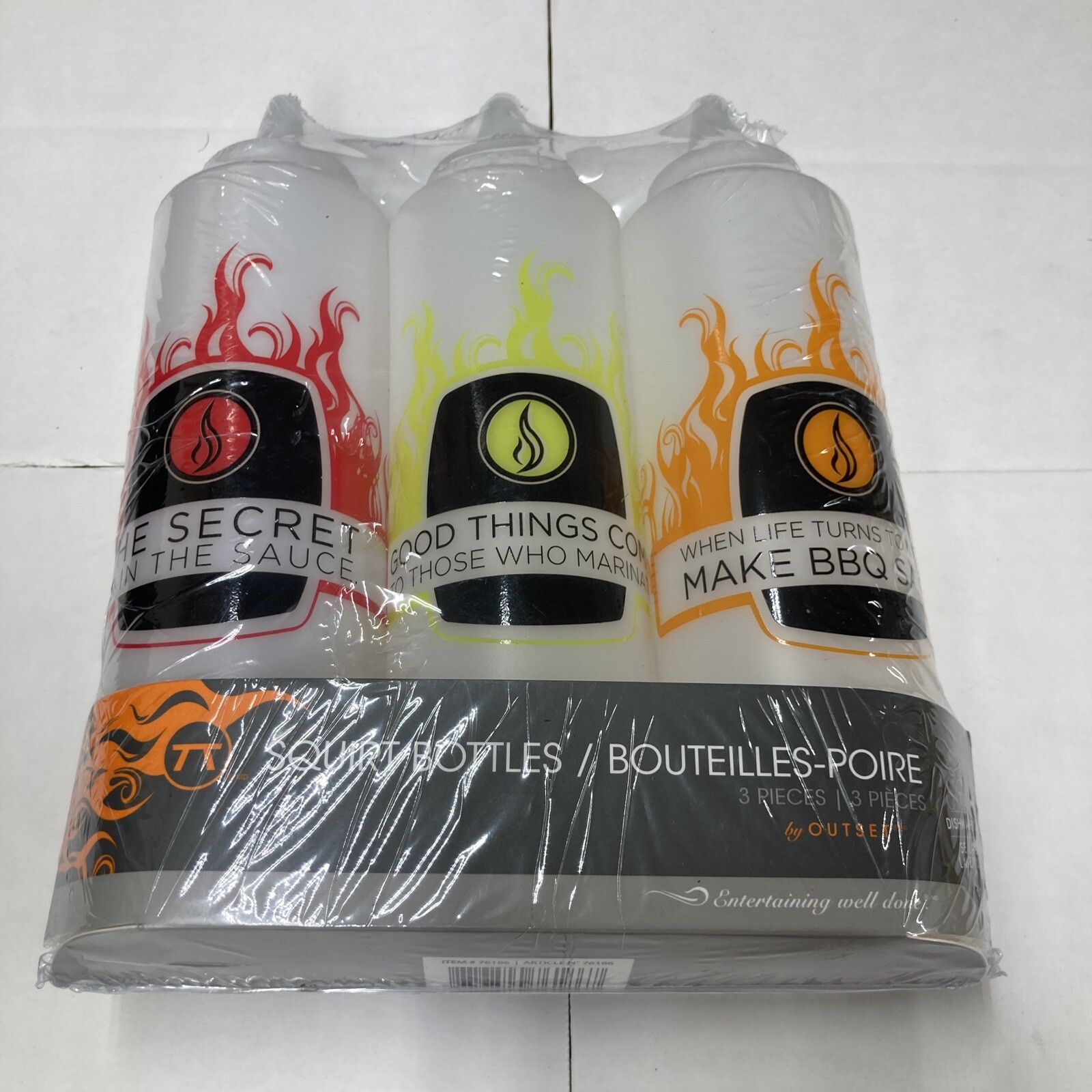 Outset BBQ Condiment Squirt Bottles, Set of Three 14.42oz