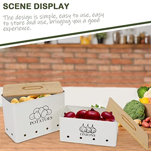 CANISTER SET Potatoes Onions Storage Containers White 2 Pack GDFJIY