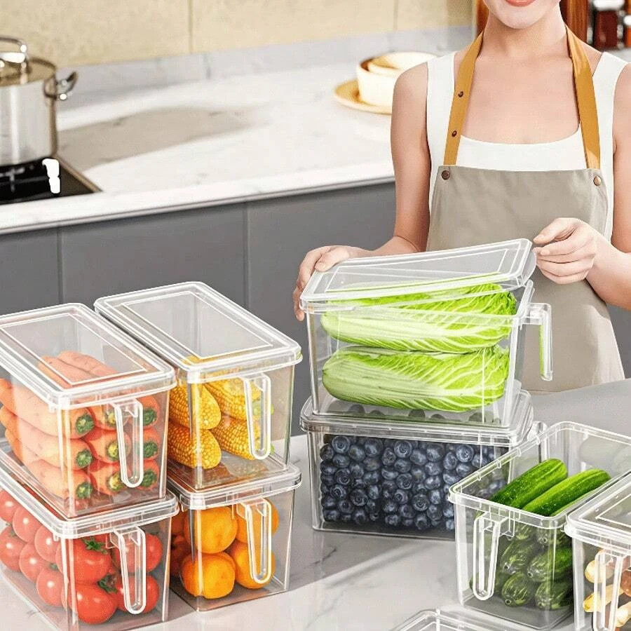 Refrigerator Storage Boxes with Handles, Food Organizer (3-Piece Set)