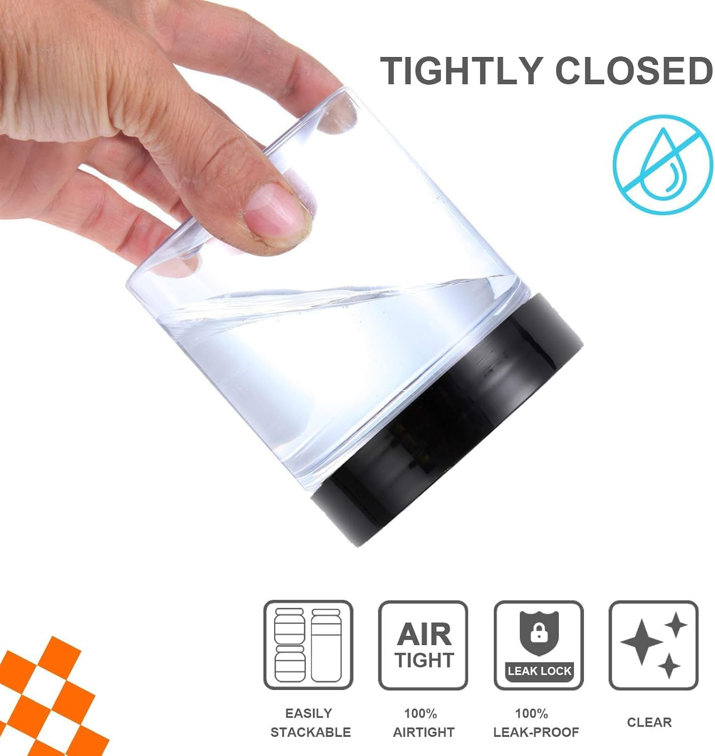 Large Small Plastic Jars Combo 24 Pack 12 16 Oz 8 Leak-Proof Clear Containers