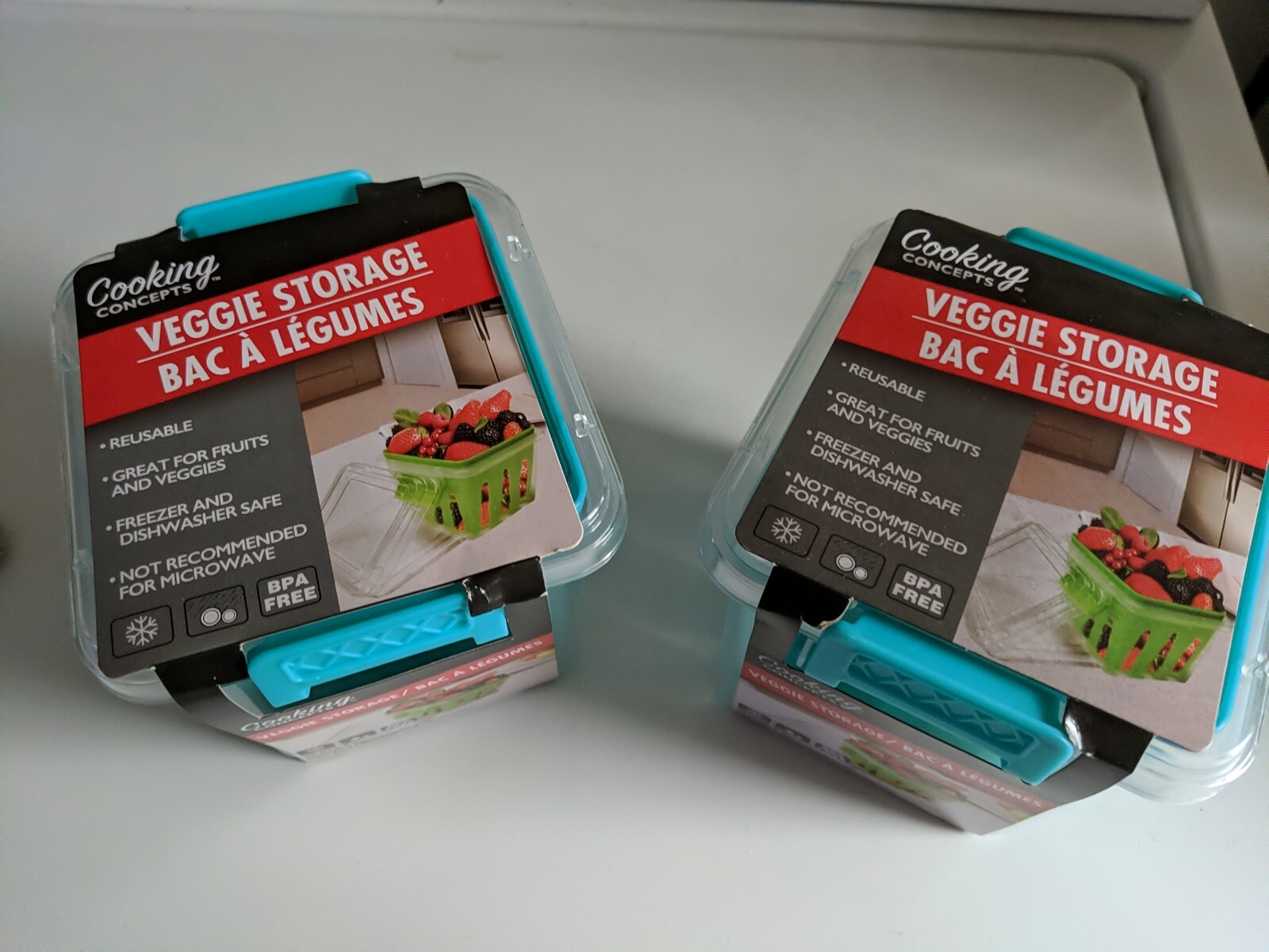 Reusable Storage Fruit Veggie Teal Blue Freezer Safe Cooking Concepts Set 2 NEW