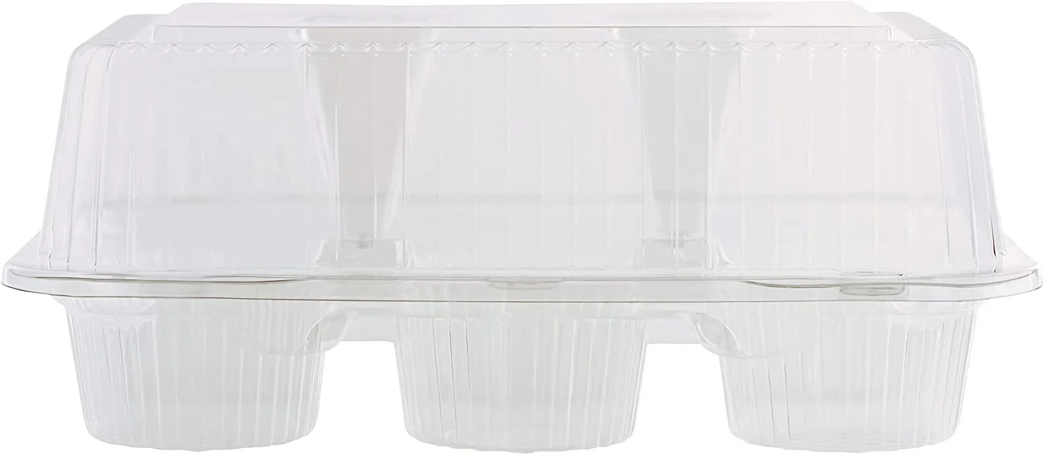 Clear Plastic 6 Compartment Muffin Containers – Disposable Cupcake Holder 144pcs