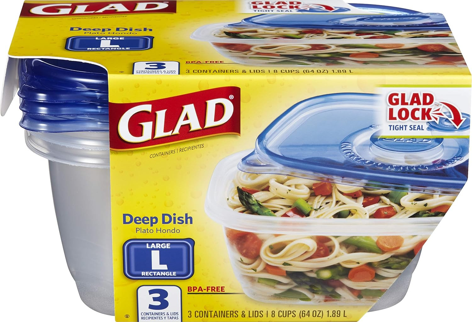 Glad Gladware Deep Dish Food Storage Containers Lids Large Rectangle BPA Free Me