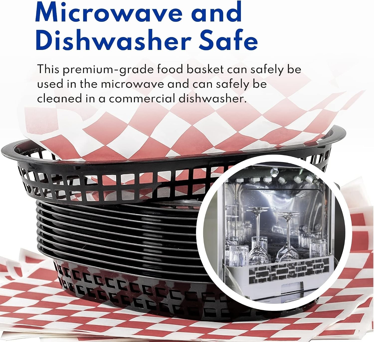 Fast Food Baskets, 9 1/4 x 6 Inch Oval, Set of 12, Black