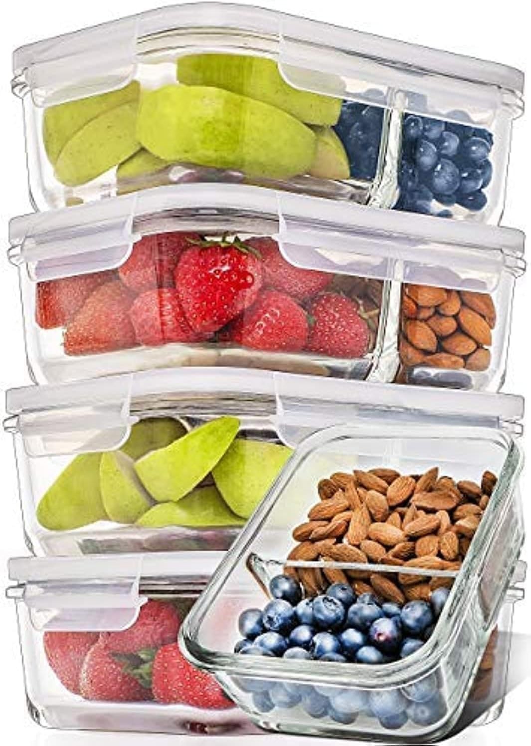 PrepNaturals 5 Pack 27 Oz Glass Meal Prep Containers – Dishwasher GLASS