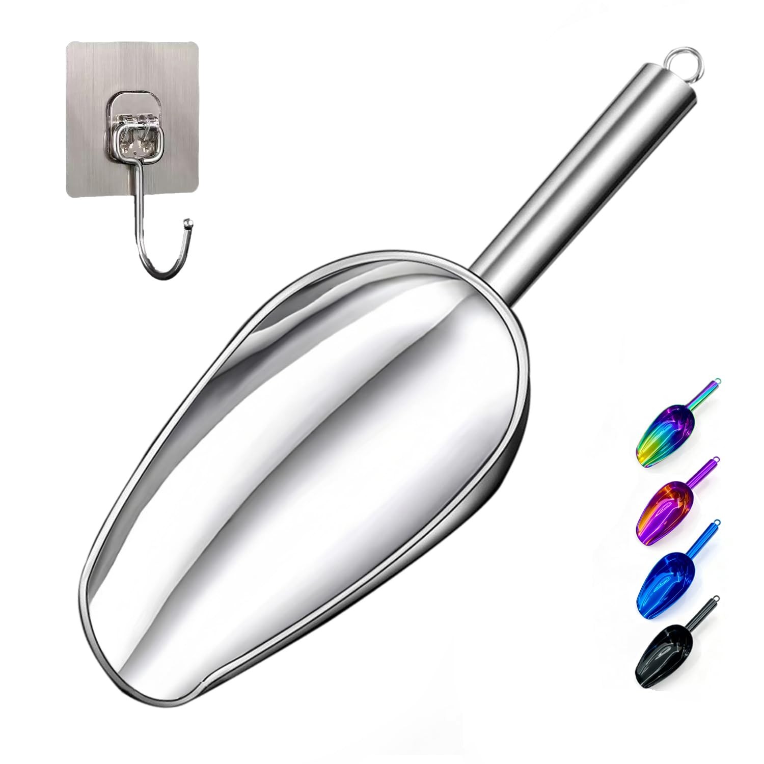 8 oz Stainless Steel Ice Scoop For Freezer Kitchen Maker Gadgets Flour Food