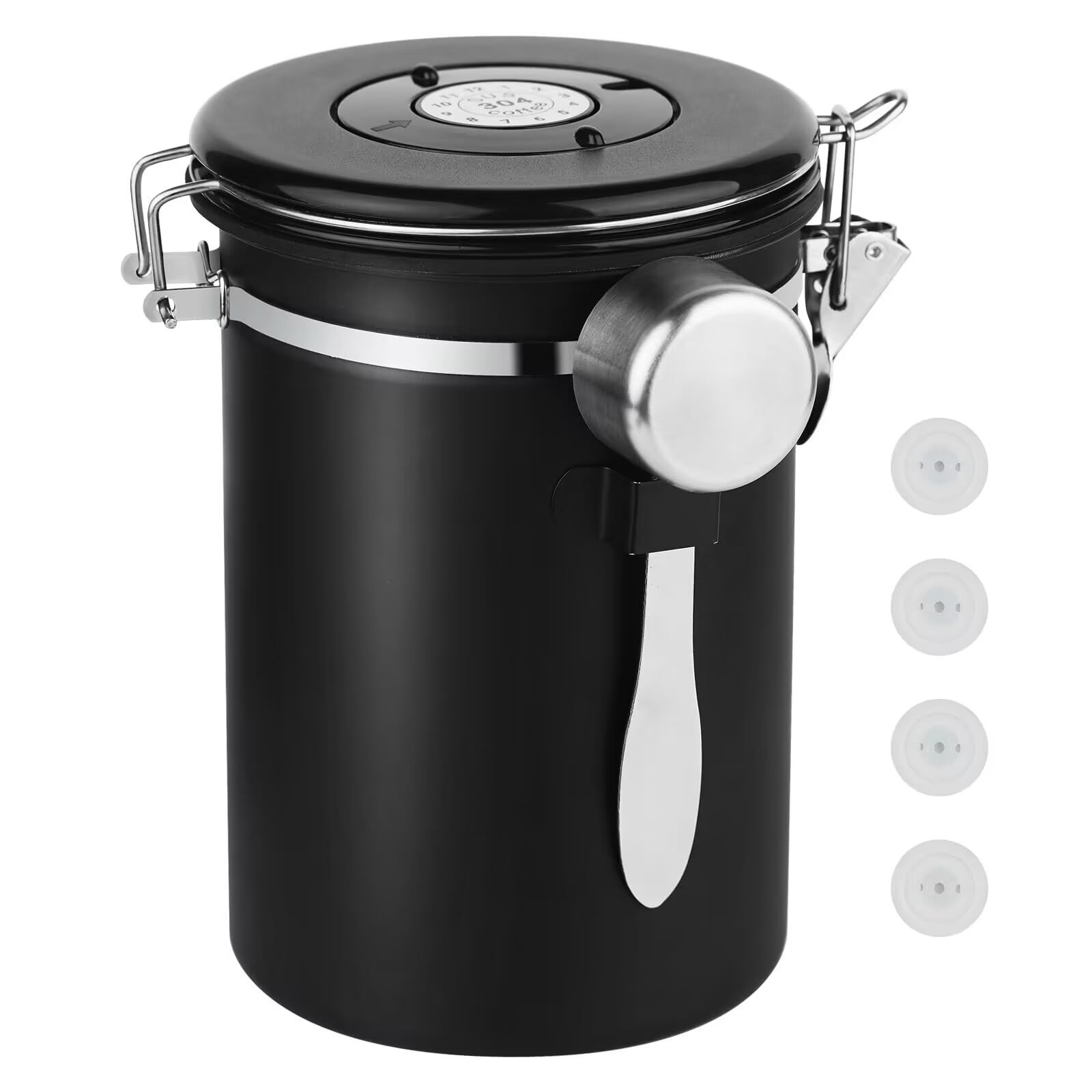 Ohtomber Coffee Canister Storage Container – 22OZ Stainless Steel Black