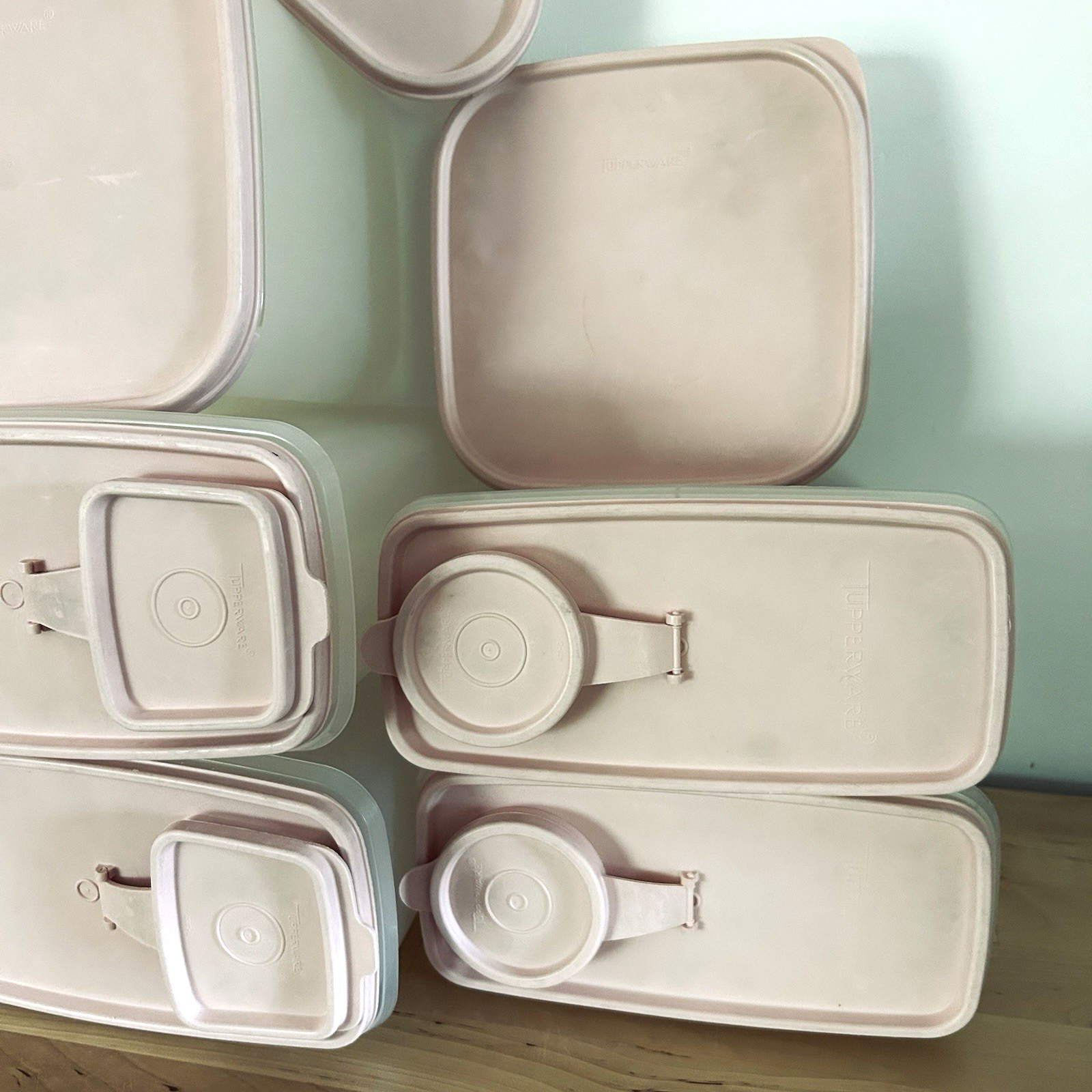 Vtg Pink Tupperware Lot 7pc Modular Mates Lids Pantry Containers Store Organize