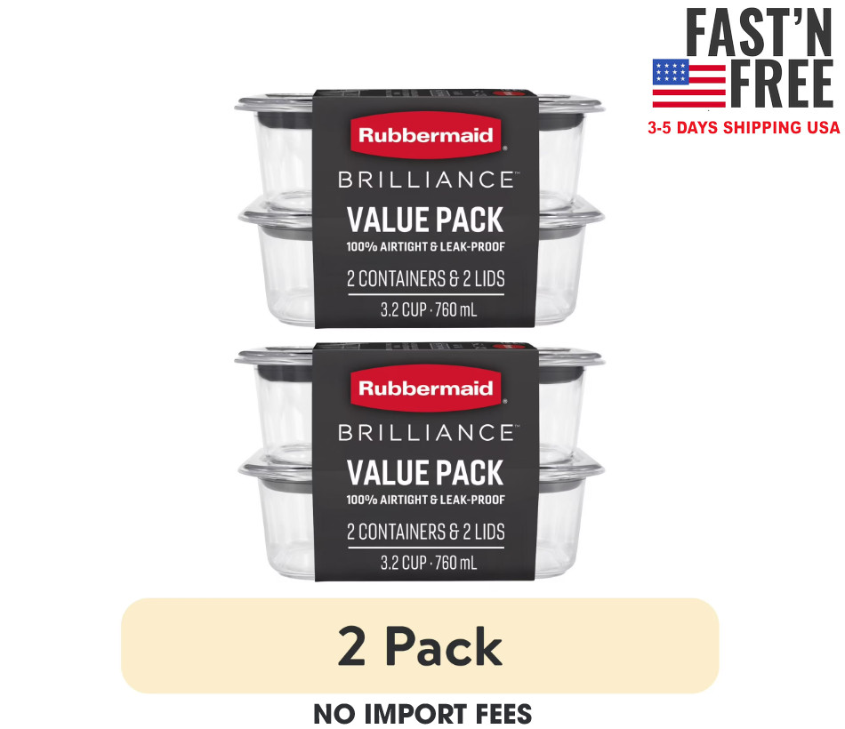 (4 pack) Rubbermaid 3.2 Cup Brilliance Stain-Proof Food Storage Container