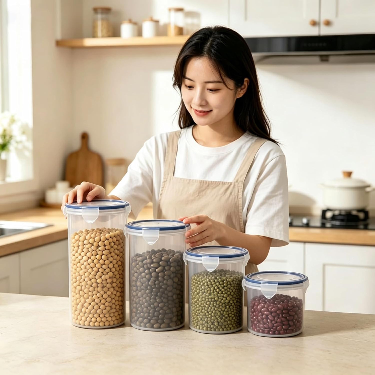 Food Storage Containers Set for 4 Pack, Freezer Containers with Airtight Lids…