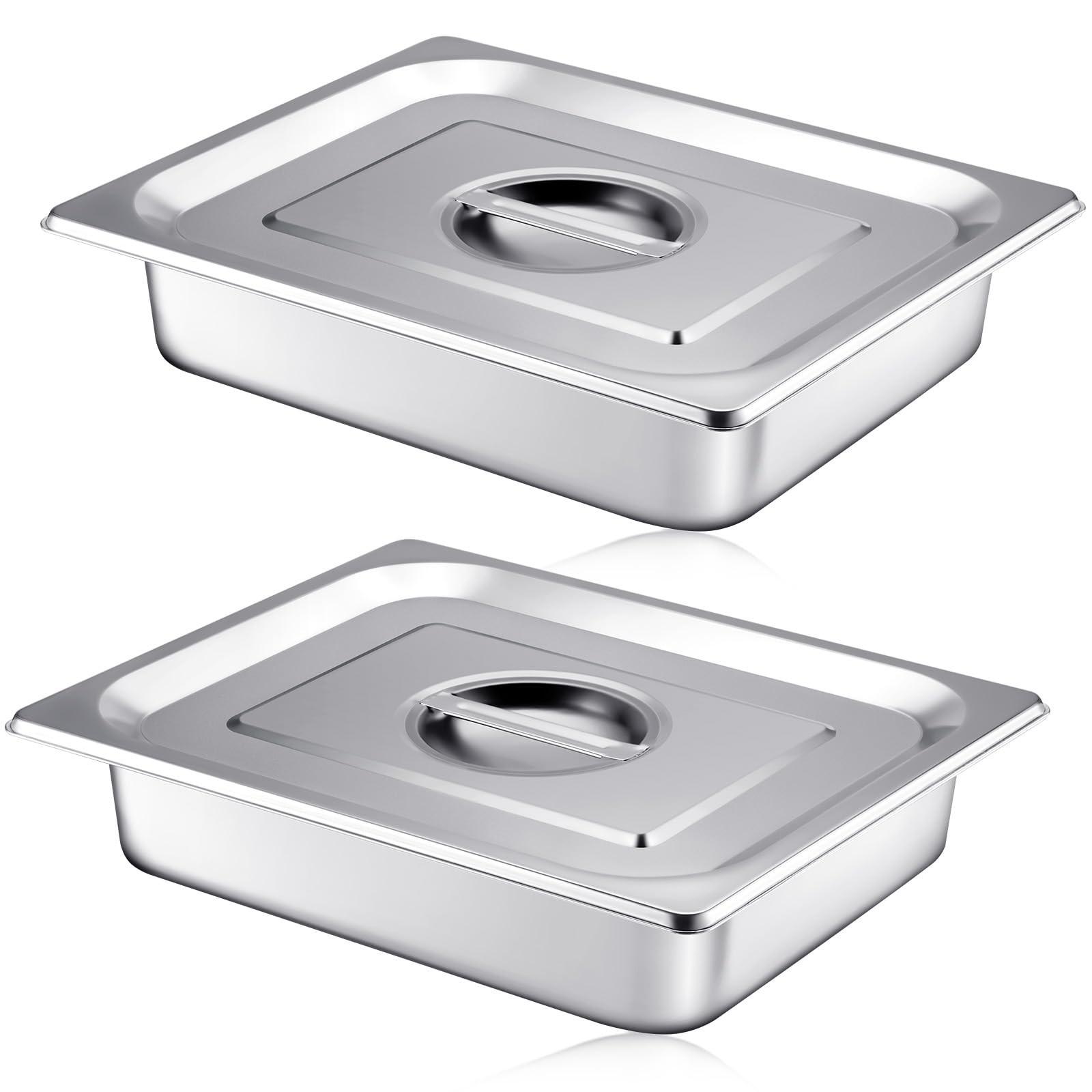 Mifoci Stainless Steam Hotel Pan with Lid, 2-1/2 Inch Deep Steam Table Pan