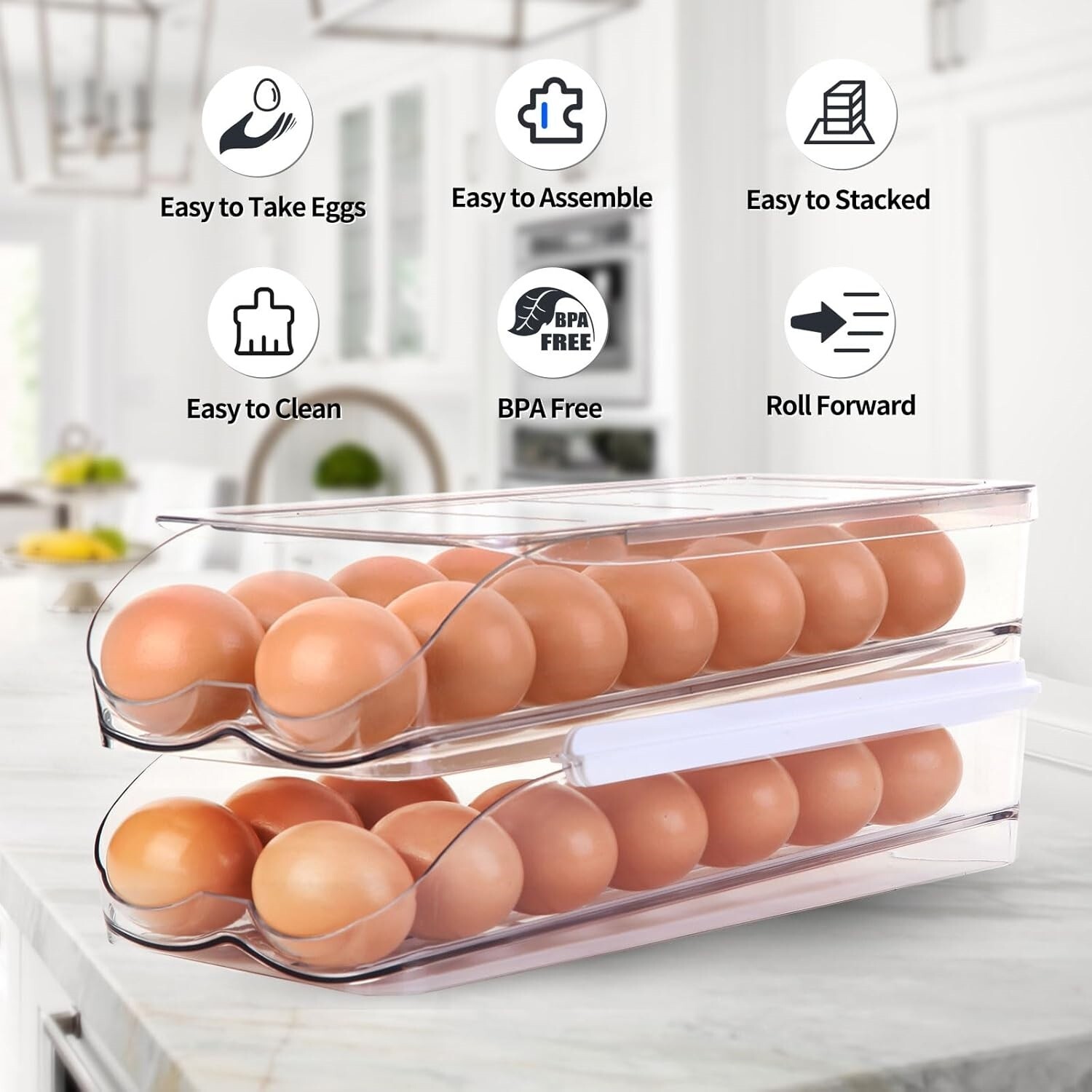 Soporte Para Huevos Para Frigorífico Recipiente Para Huevos Que 3 Niveles NUEVO.