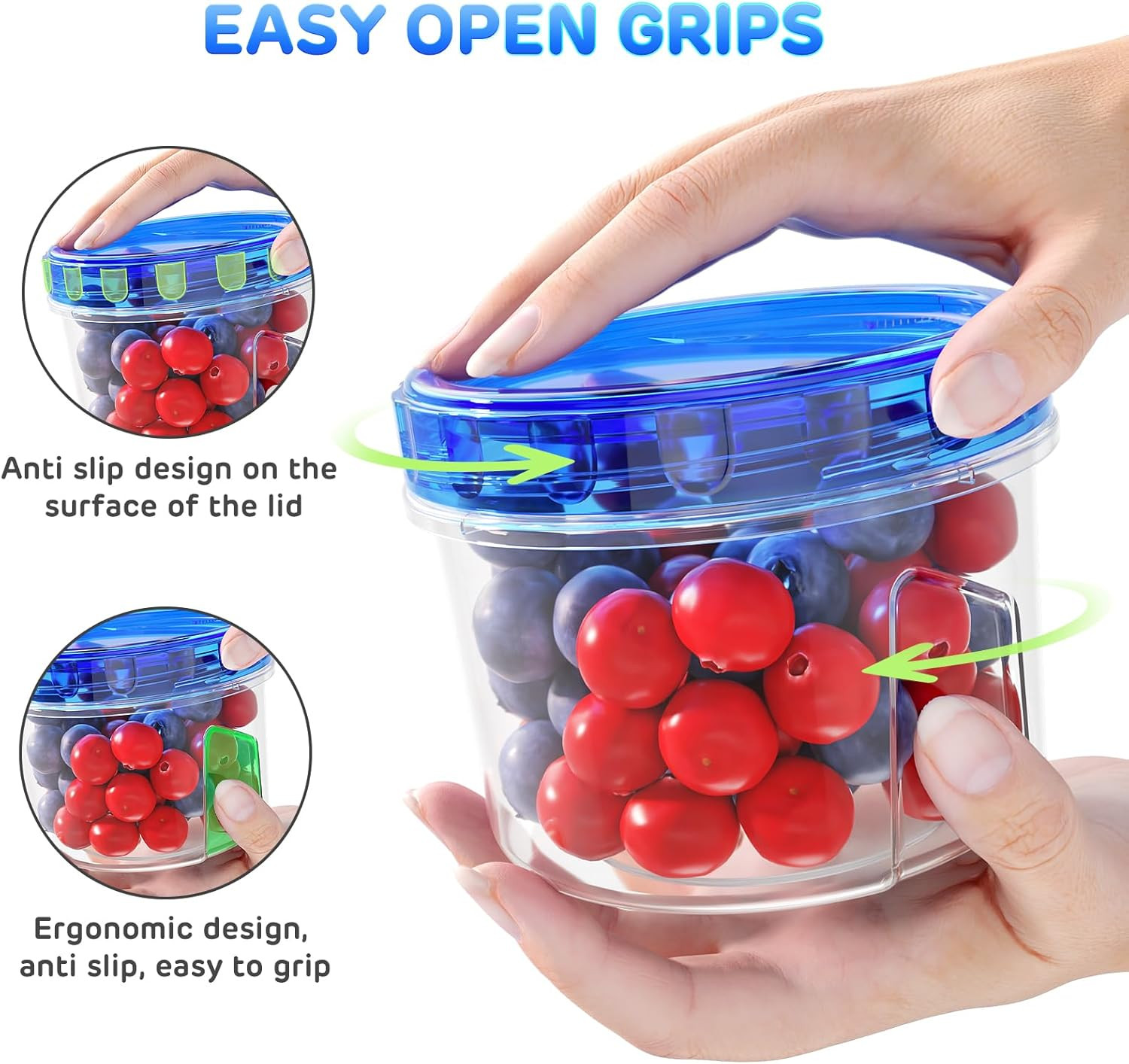 Freezer Storage Containers, [6 Pack-16 Oz] Airtight Plastic Food Storage Contain