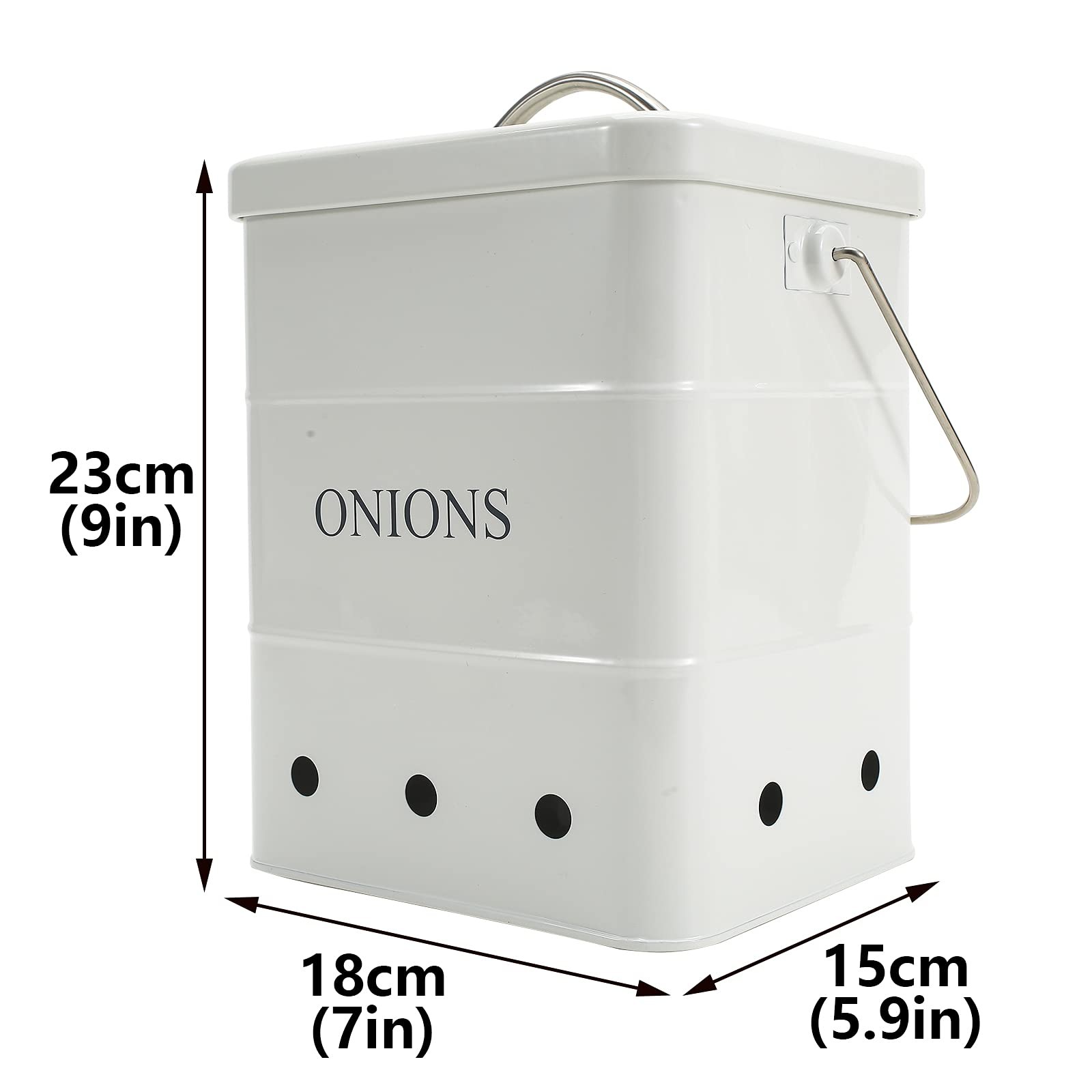Onion Storage Bin Metal Tin with Aerating Holes – Kitchen Pantry Organizer Fresh