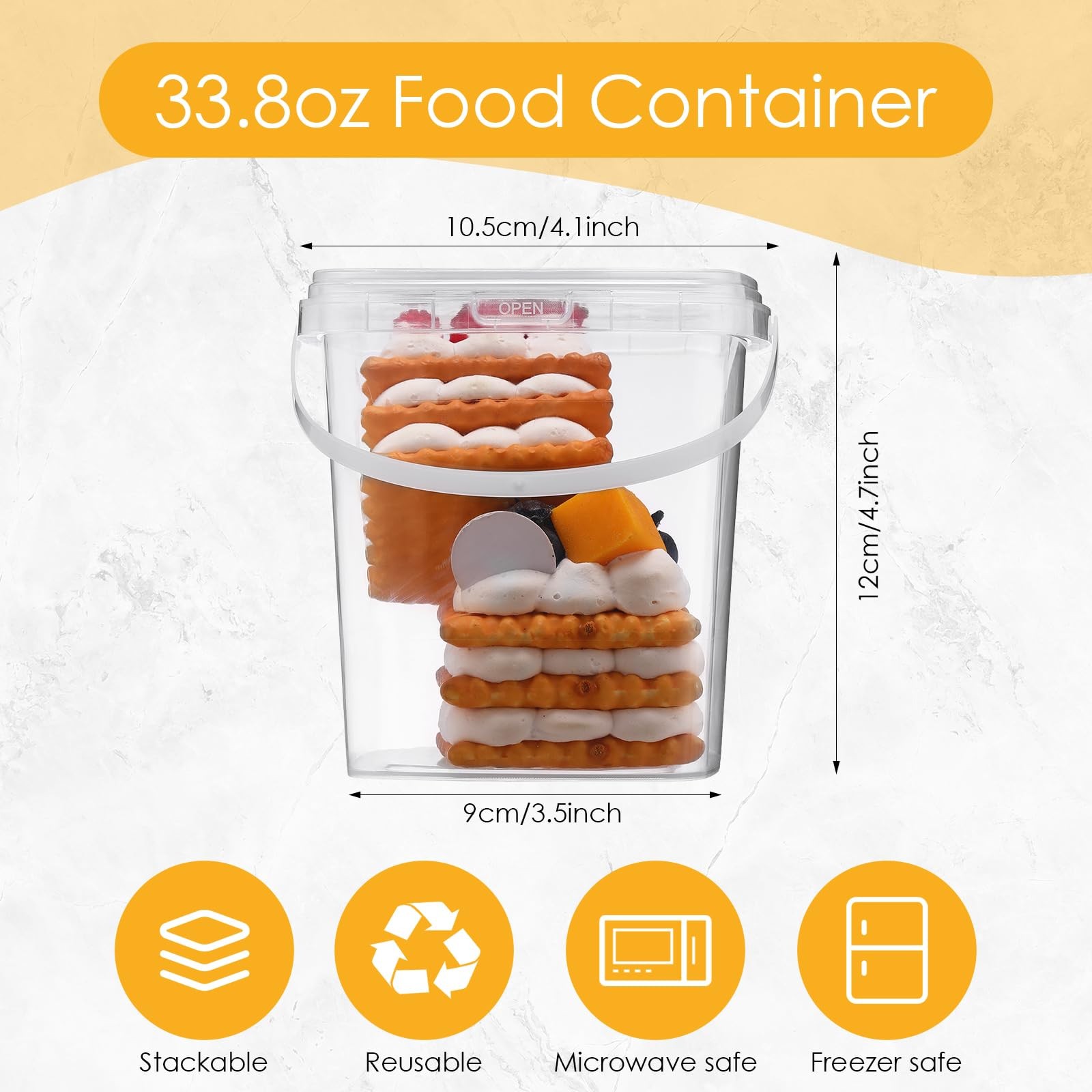 15 Pieces 34 oz Ice Cream Buckets with Lids Plastic Clear Deli Containers wit…