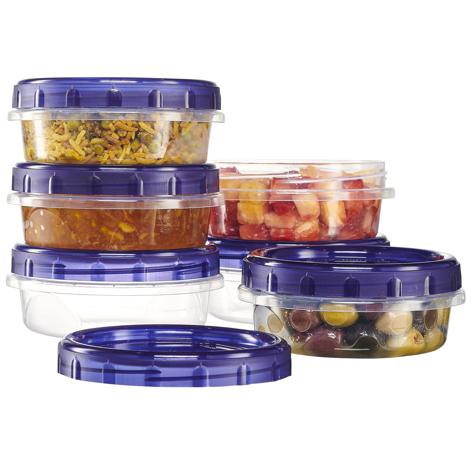 6 Pack Twist Cap Food Storage Containers With Blue Screw On Lid 8 Oz Reusable Me