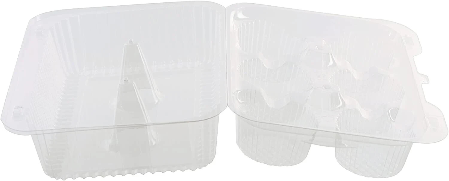 Clear Plastic 6 Compartment Muffin Containers – Disposable Cupcake Holder 144pcs