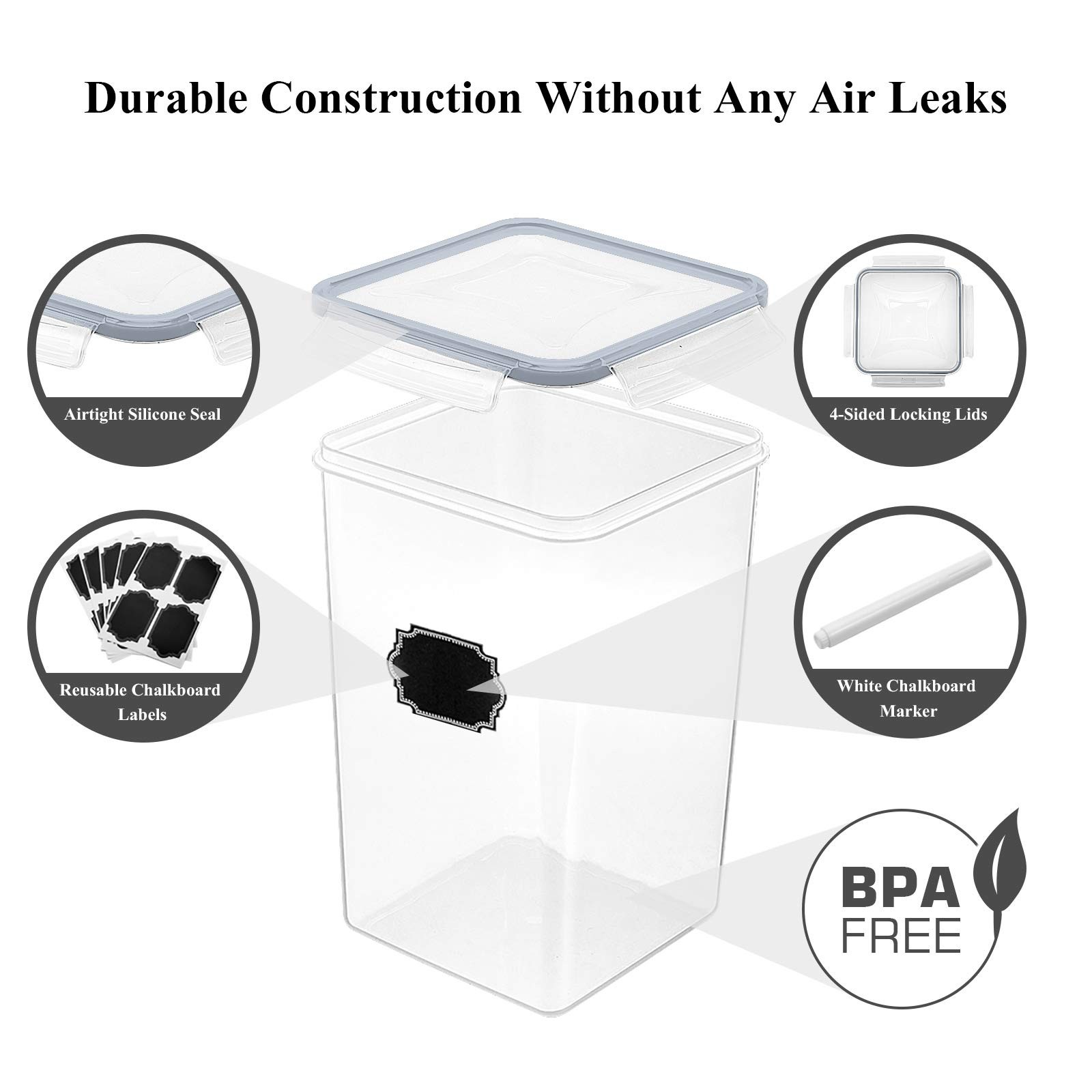 Extra Large Tall Airtight Food Storage Containers 6.5L/ 5.9QT, Plastic BPA Fr…