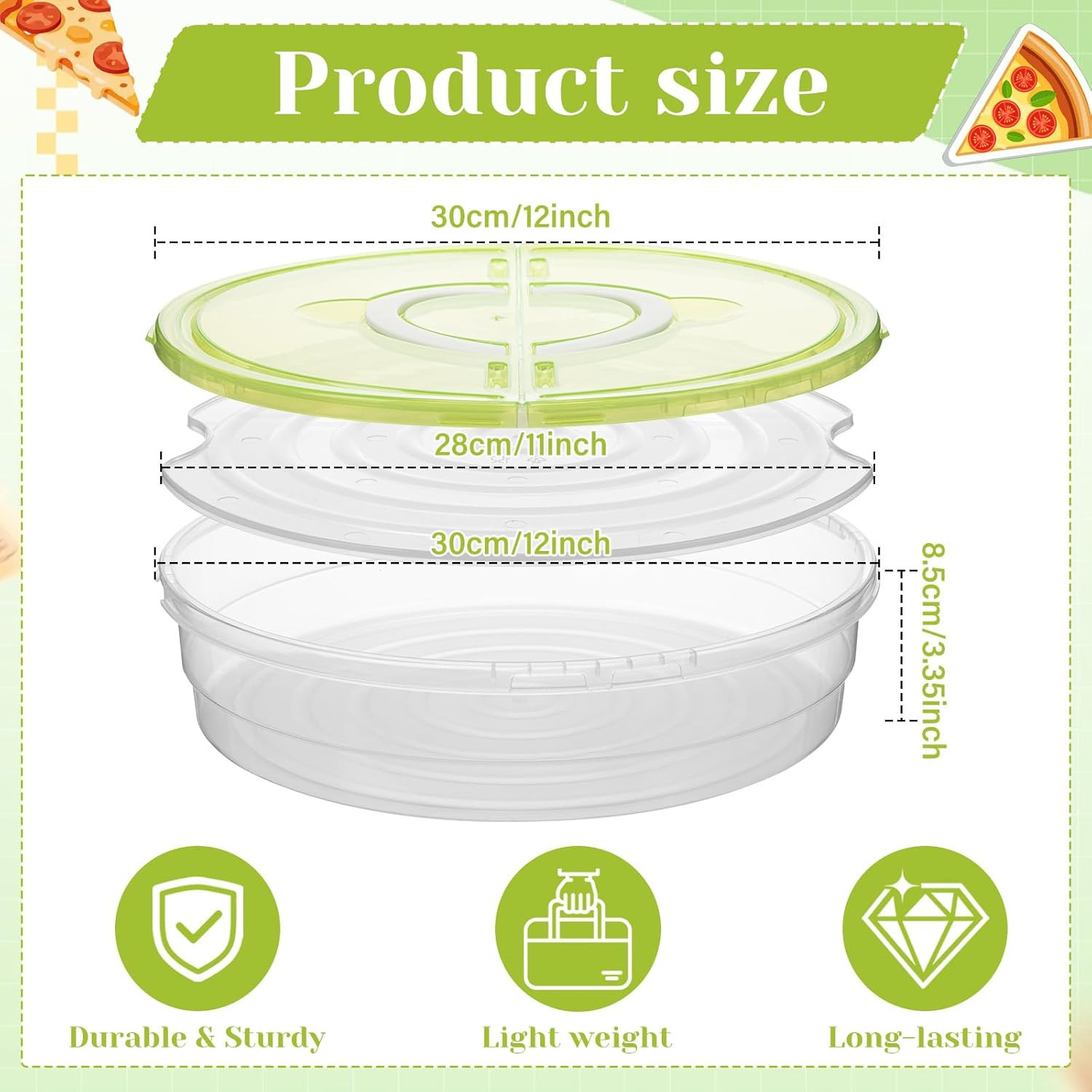 2 Pie Carrier with Lid and Handle 12 Inch round Plastic Food Storage