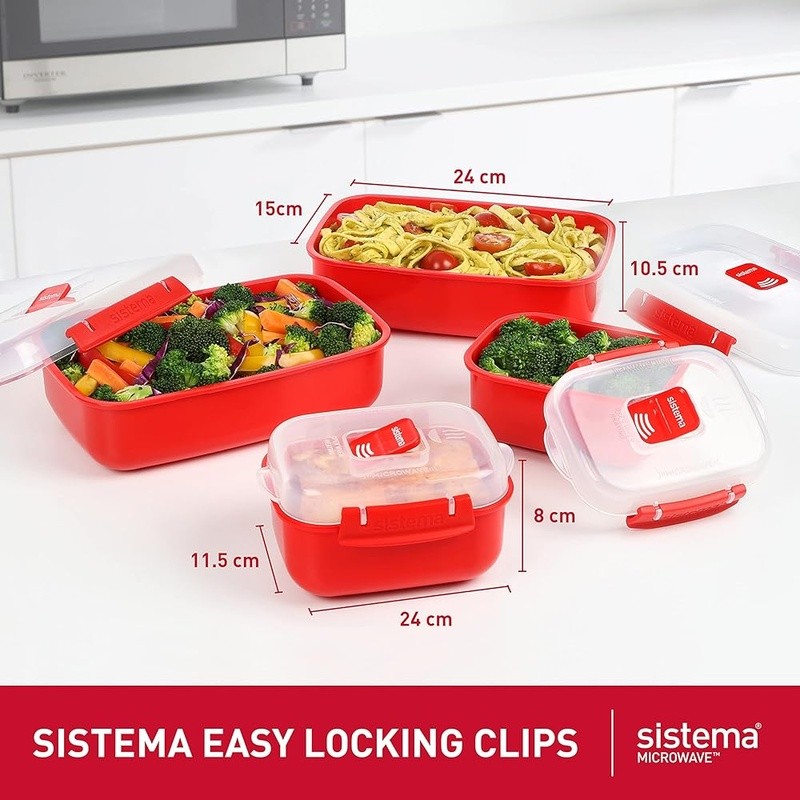 Microwave Containers W/ Lids Steam Vent Durable Plastic Meal Prep New