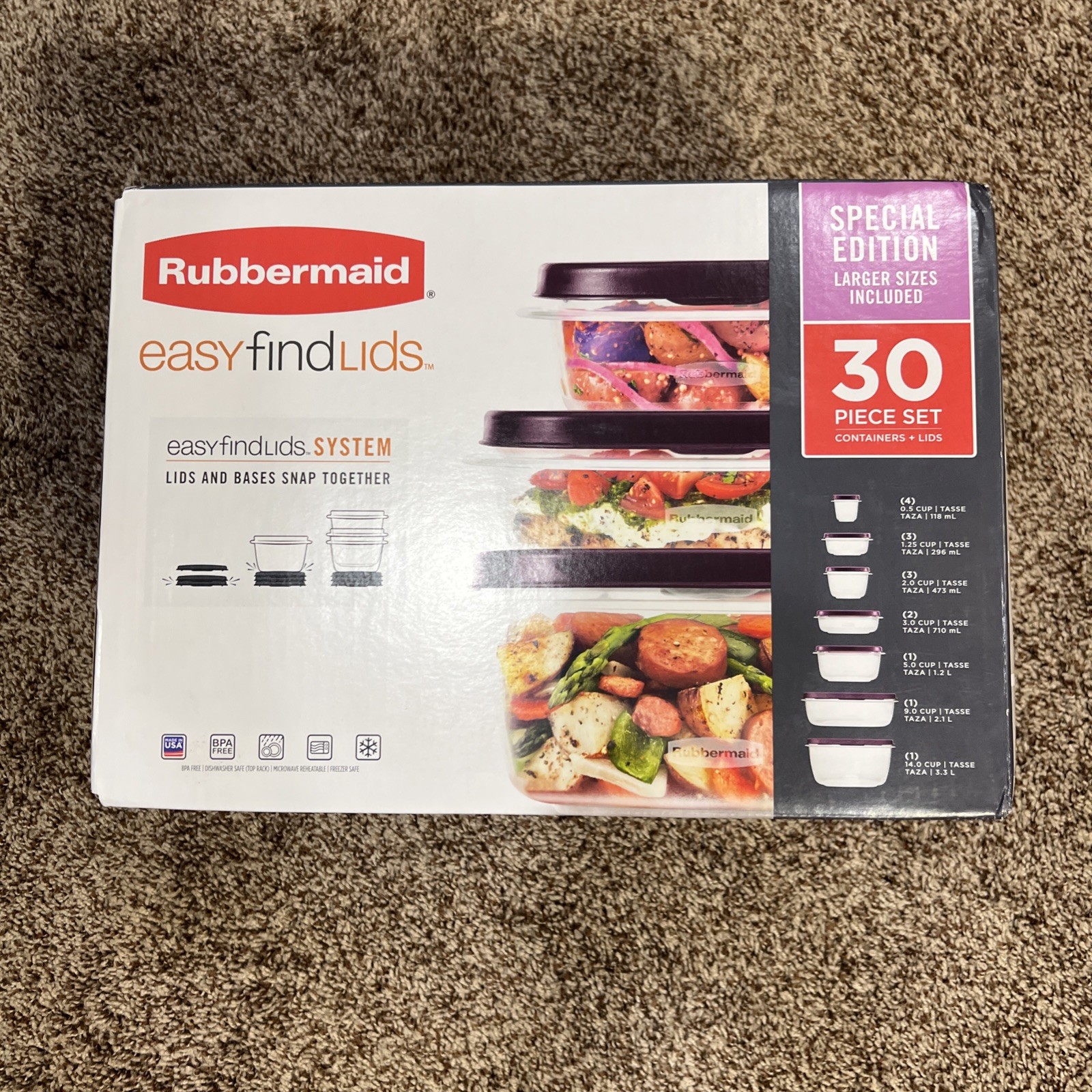 Rubbermaid 30pc Food Storage Set with Easy Find Lids – LIMITED EDITION AMETHYST