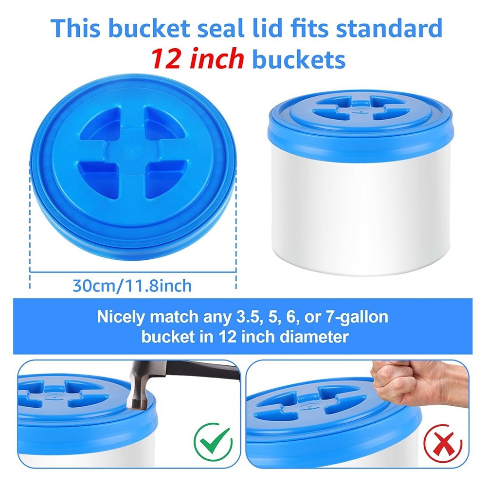 2 Pieces 5 Gallon Leak-Proof Bucket Lid Plastic Storage Buckets Seal3762