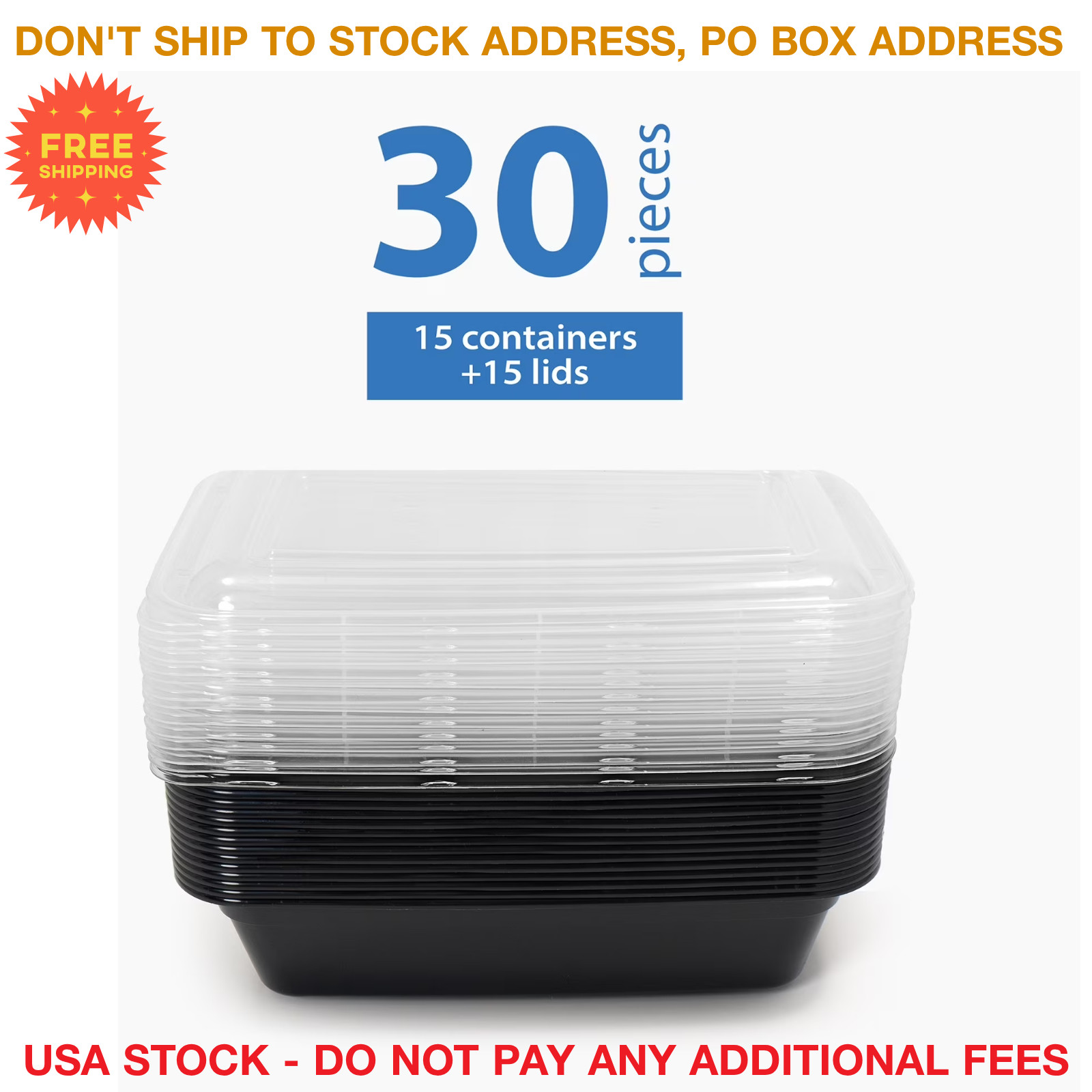 Meal Prep Containers 30 Piece Set 1L Reusable Food Storage Boxes Microwave Safe