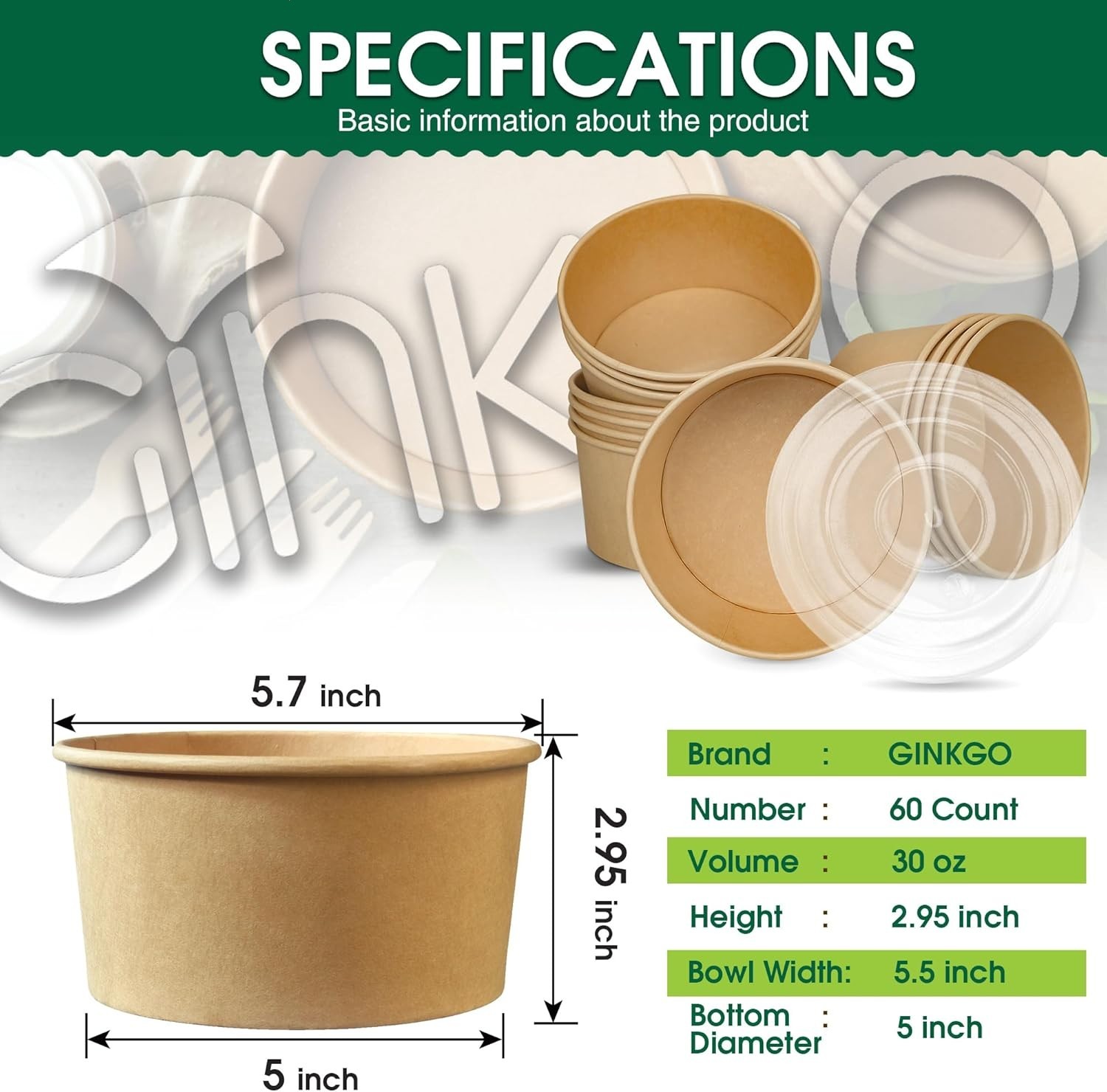 30 oz Disposable Meal Prep Containers with Lids, Large Paper Bowls Bulk for Hot