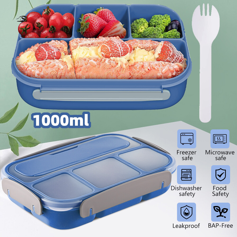 Bento Box Lunch Box Leak Proof Containers 4 Compartment for Toddler Kids Adults