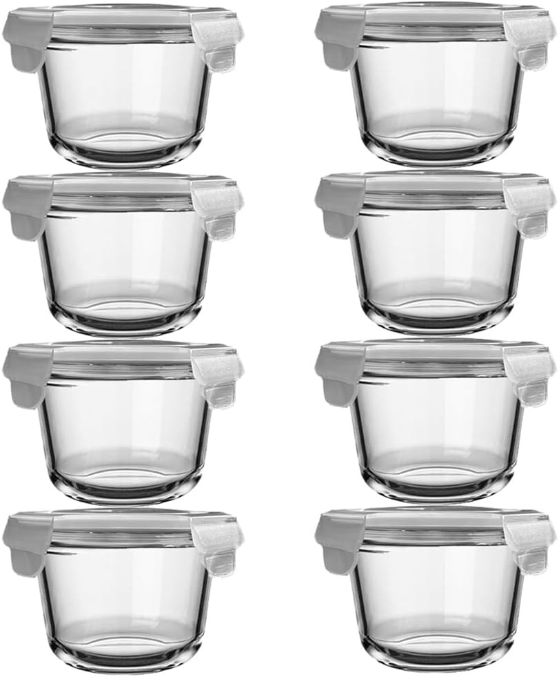 3Cup round Glass Food Storage Containers with Airtight Lids, 23Oz Glass Meal Pre