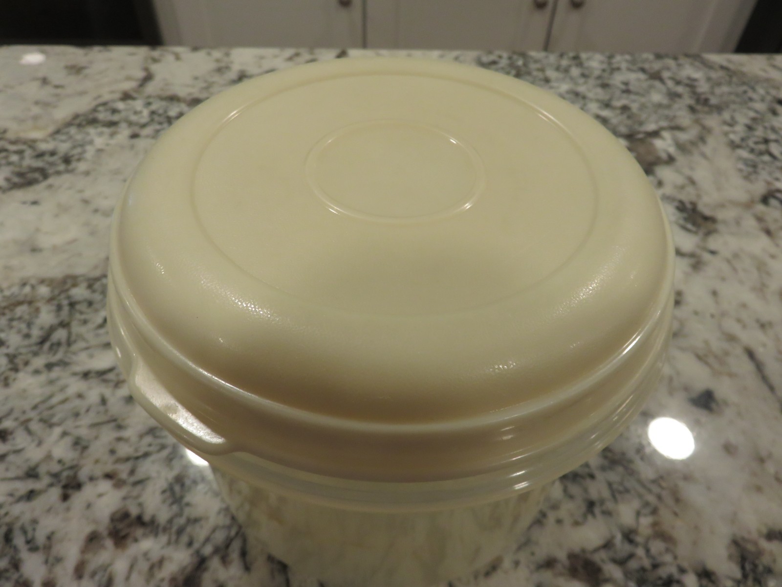 VTG Rubbermaid Servin Saver Round #8 Container Clear w Almond Lid 6 Cup 1.4 L