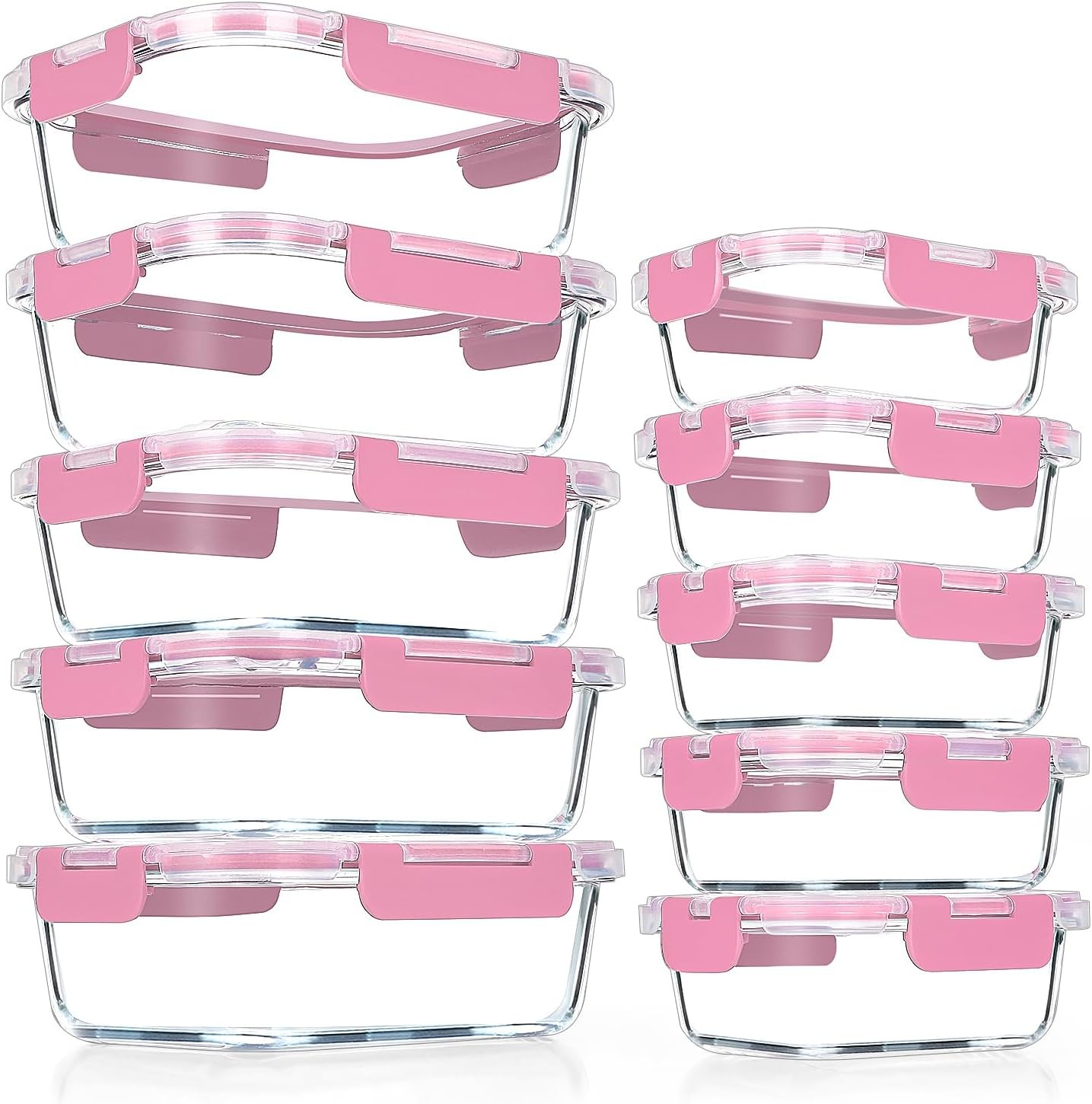 10 Pack Glass Meal Prep Containers Airtight Glass Lunch Containers Stackable